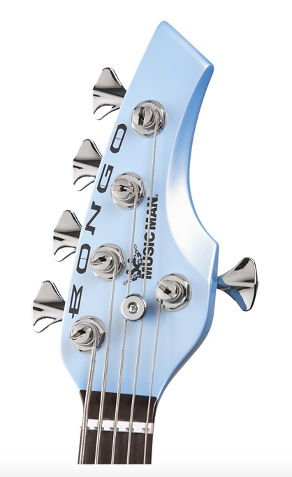 Ernie Ball Music Man Bongo 5-String Bass with 2 Humbucker Pickups - Sky Blue White Pickguard
