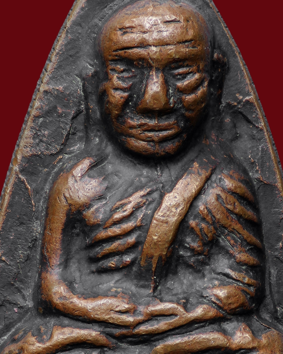 รูปหล่อหลวงปู่ทวด พิมพืใหญ่ปั้มซ้ำ วัดช้างไห้ เนื้อโลหะผสม ปี พ.ศ.2505