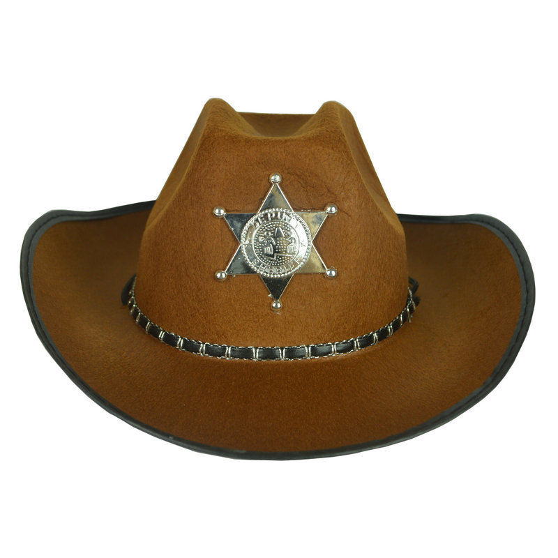 หมวกคาวบอย Cowboy & Cowgirl Hat สำหรับประกอบคาวบอย สีน้ำตาลและสีดำ