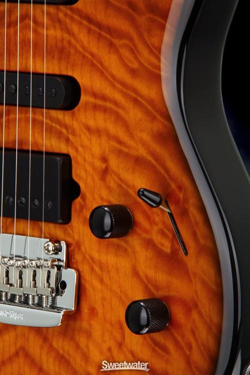 Ernie Ball Music Man Luke III BFR, HSS, Quilt Maple Top - Vintage Tobacco Burst