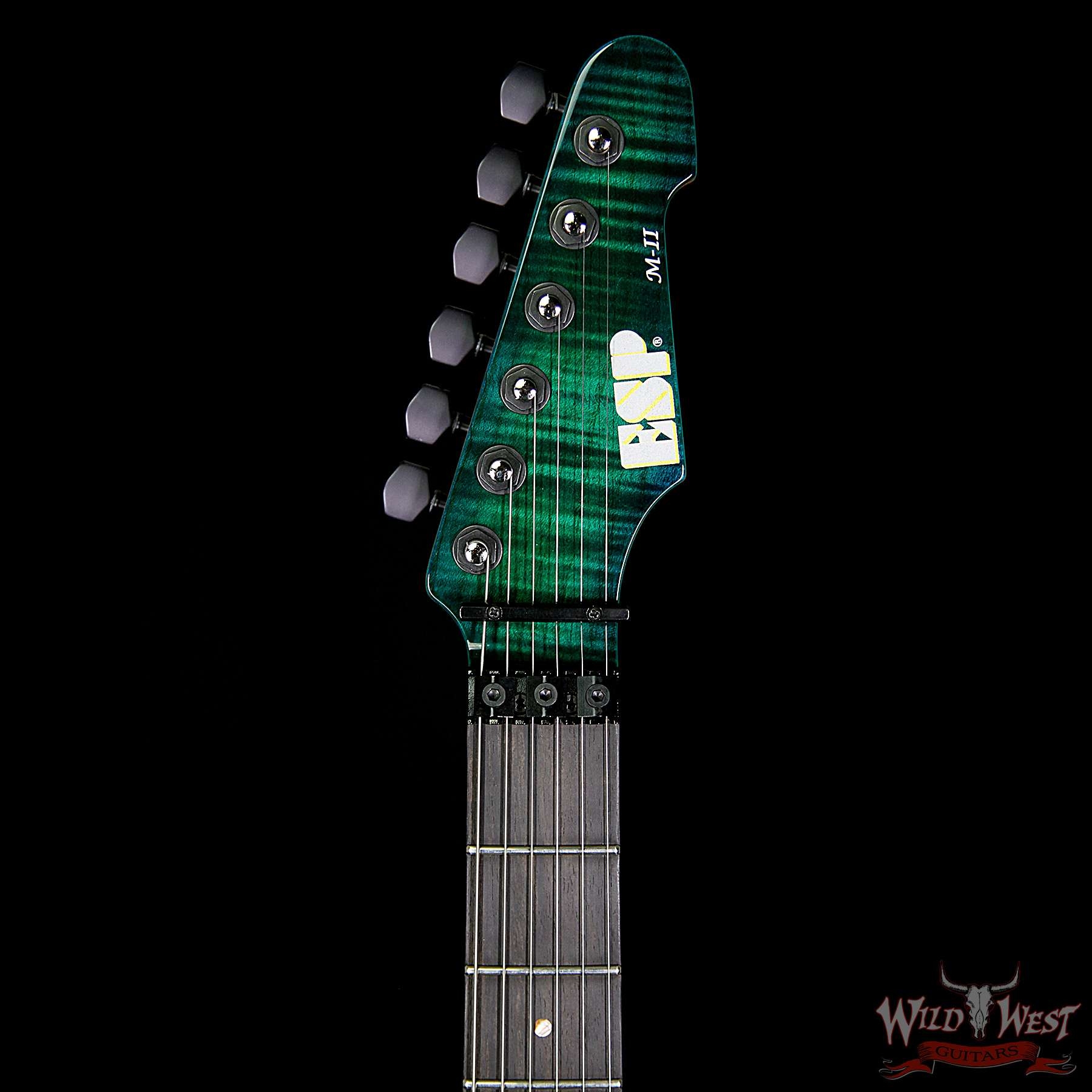 ESP USA M-II FR Flame Maple Top with Ebony Fretboard - Emerald Green Sunburst