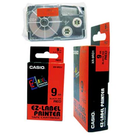 เทปพิมพ์อักษร Casio XR-9RD1 - 9 mm. ตัวอักษรดำพื้นแดง