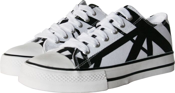 EVH Eddie Van Halen Low Top Sneakers - White with Black Stripes Black/White6