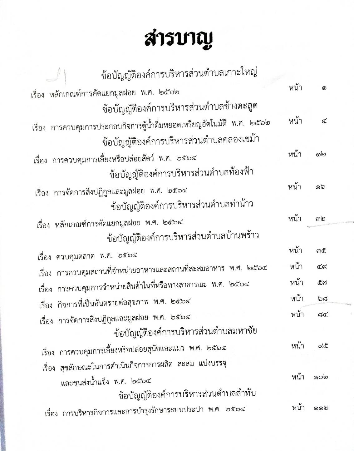 ข้อบัญญัติองค์การบริหารส่วนตำบล ( ตอนพิเศษ 187) พ.ศ. 2567