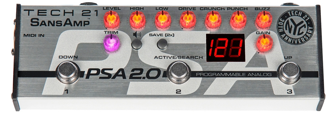 Tech 21 SansAmp PSA 2.0 Programmable Instrument Preamp Pedal Silver