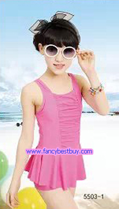 ชุดว่ายน้ำเด็กหญิง แบบ 1 ชิ้น สีชมพู มีขนาด XL, XXL