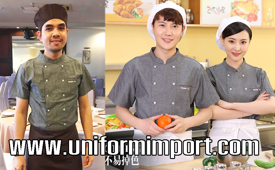 เสื้อเชฟแขนสั้นสีเทา