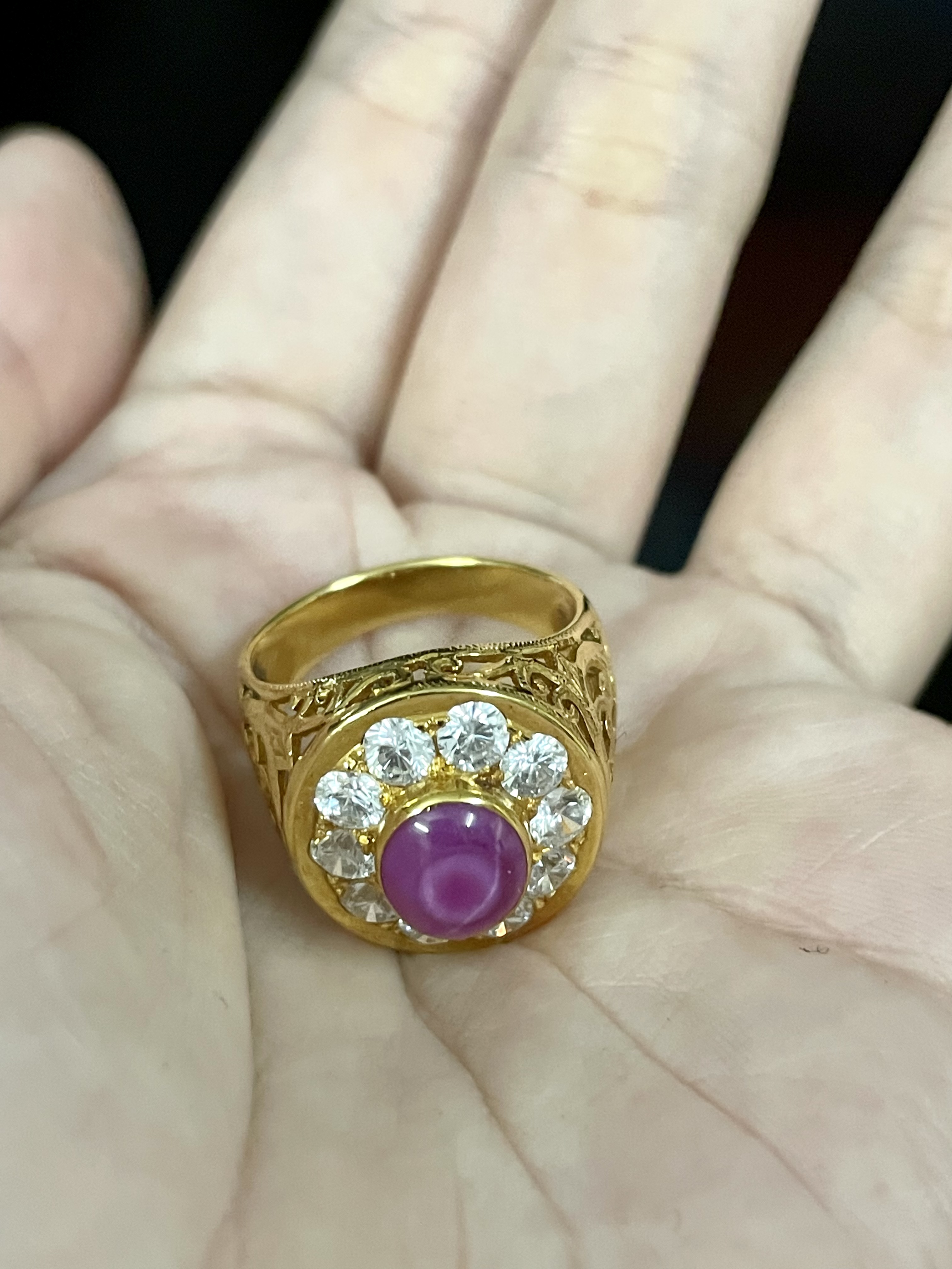 แหวนลิลลี่สตาร์ล้อมเพชรรัสเซีย ทองแท้