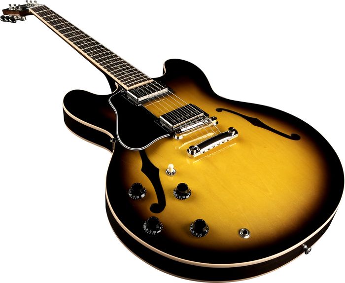 Gibson ES-335 Dot Left-Handed Electric Guitar with Satin Finish Vintage Sunburst Nickel Hardware