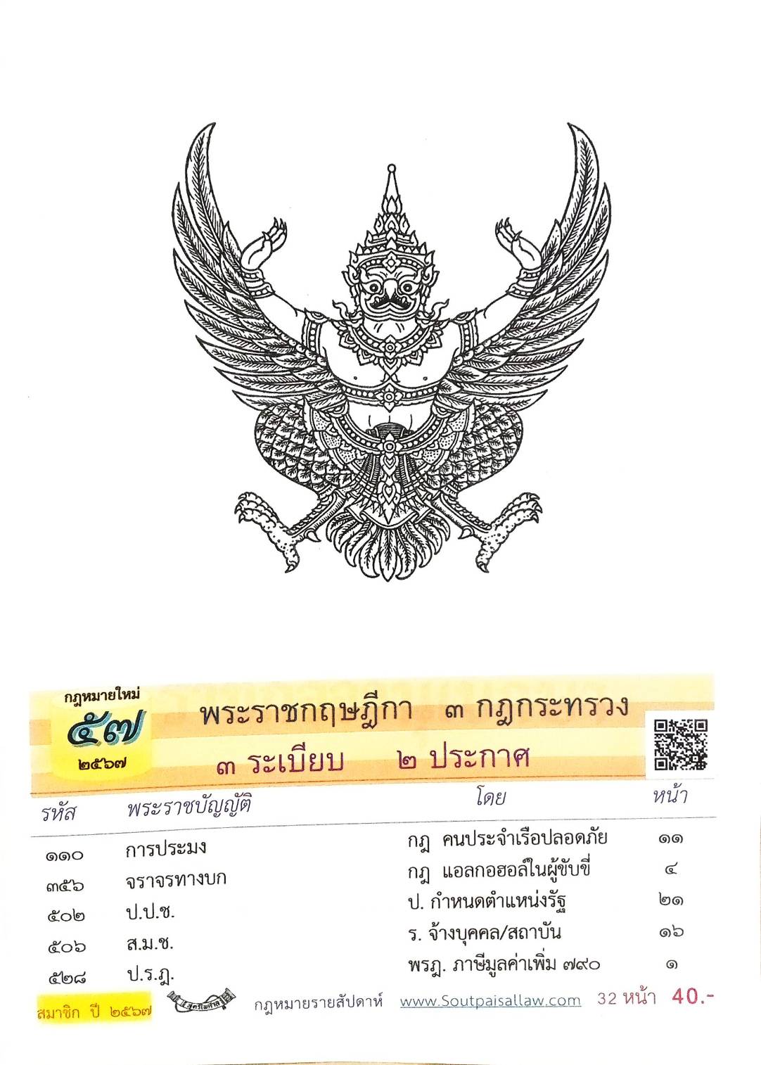 กฎหมายใหม่ปี 2567 ตอนที่ 57 พระราชกฤษฎีกา 3 กฎกระทรวง 3 ระเบียบ 2 ประกาศ
