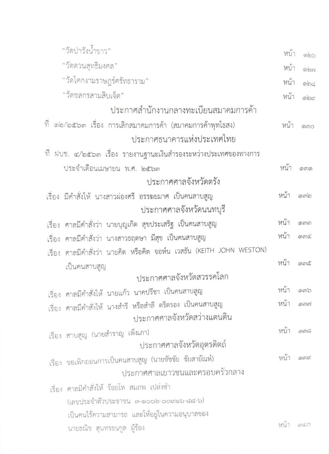 กฎหมายออกใหม่ 53/63 ประกาศกระทรวงการคลัง ประกาศสำนักงานพระพุทธฯ การตั้งวัด ประกาศศาลเยาวชนและครอบครัวจังหวัด สมาคม - มูลนิธฺิ