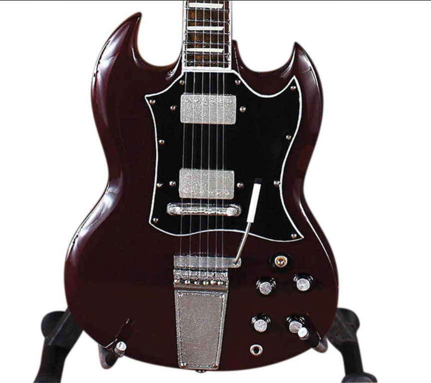 Hal Leonard Angus Young SG Signature Stained Miniature Guitar Replica Collectible
