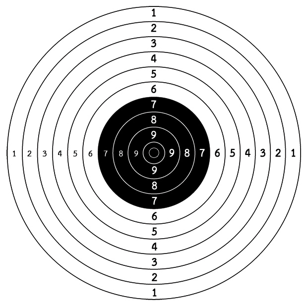 เป้าปืนวงกลม 55 x 55 ซม. กระดาษหนามาตรฐาน (แพ็ค 20 แผ่น)