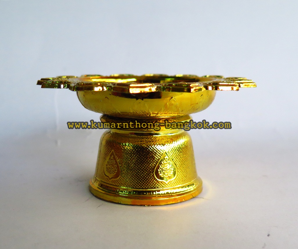 พานทอง แบบตั้งของถวาย ตั้งวางพระ กุมารทอง เครื่องราง วัตถุมงคล ขนาดเล็ก Size M ขนาดพานกว้าง 9.5ซม. สูง 5ซม.
