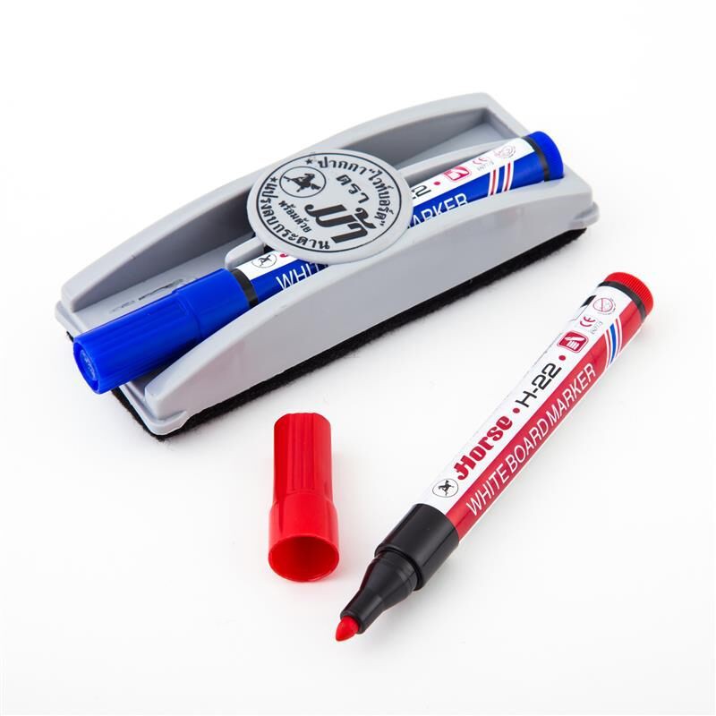 ปากกาไวท์บอร์ด + แปลงลบกระดาน ตราม้า ( ราคา / 1 ชิ้น )