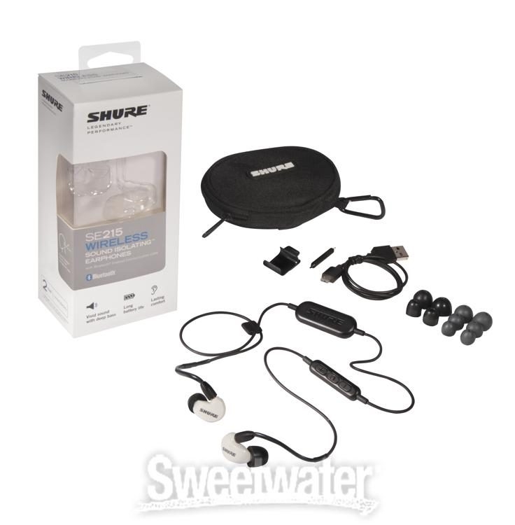 Shure SE215 Wireless Sound Isolating Earphones w/ Bluetooth Adapter - Special Edition White