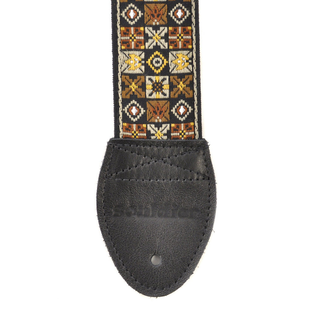 Souldier Guitar Strap - Gold Woodstock (Silver Buckle and Black Ends)