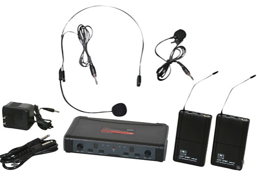 Galaxy Audio ECD Dual Channel UHF Wireless System with One Lapel and One Headset Microphone