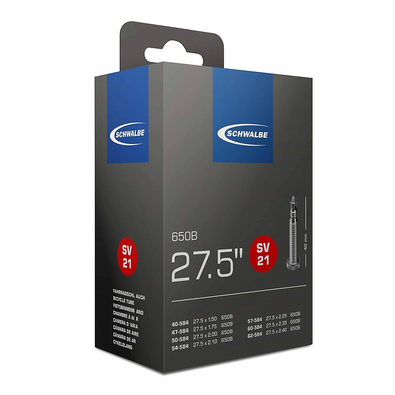 ยางใน Schwalbe SV21 27.5 x 1.50 - 2.40 จุ๊บเล็ก 40 mm