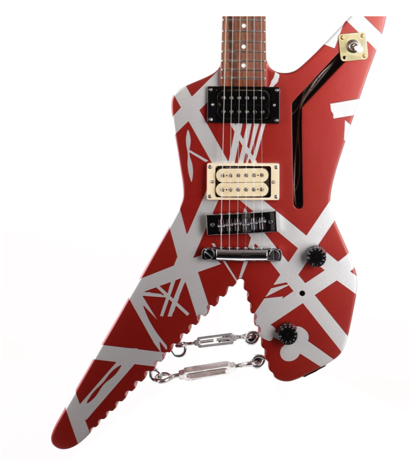 EVH Striped Series Shark Burgundy with Silver Stripes