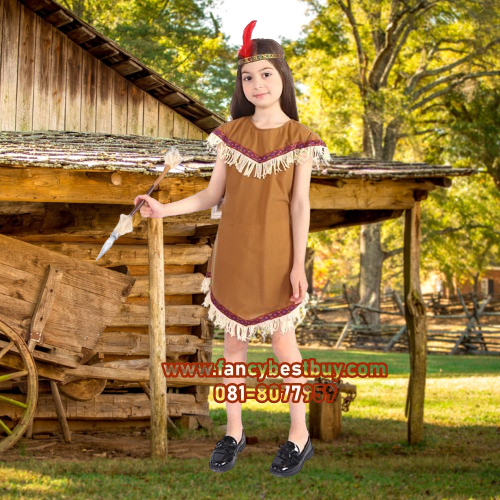 ชุดแฟนซีเด็กอินเดียแดง Indiana Girl มีขนาด M 110-120, L 120-130, XL 130-140