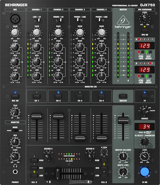 Behringer Pro Mixer DJX750 4-channel DJ Mixer