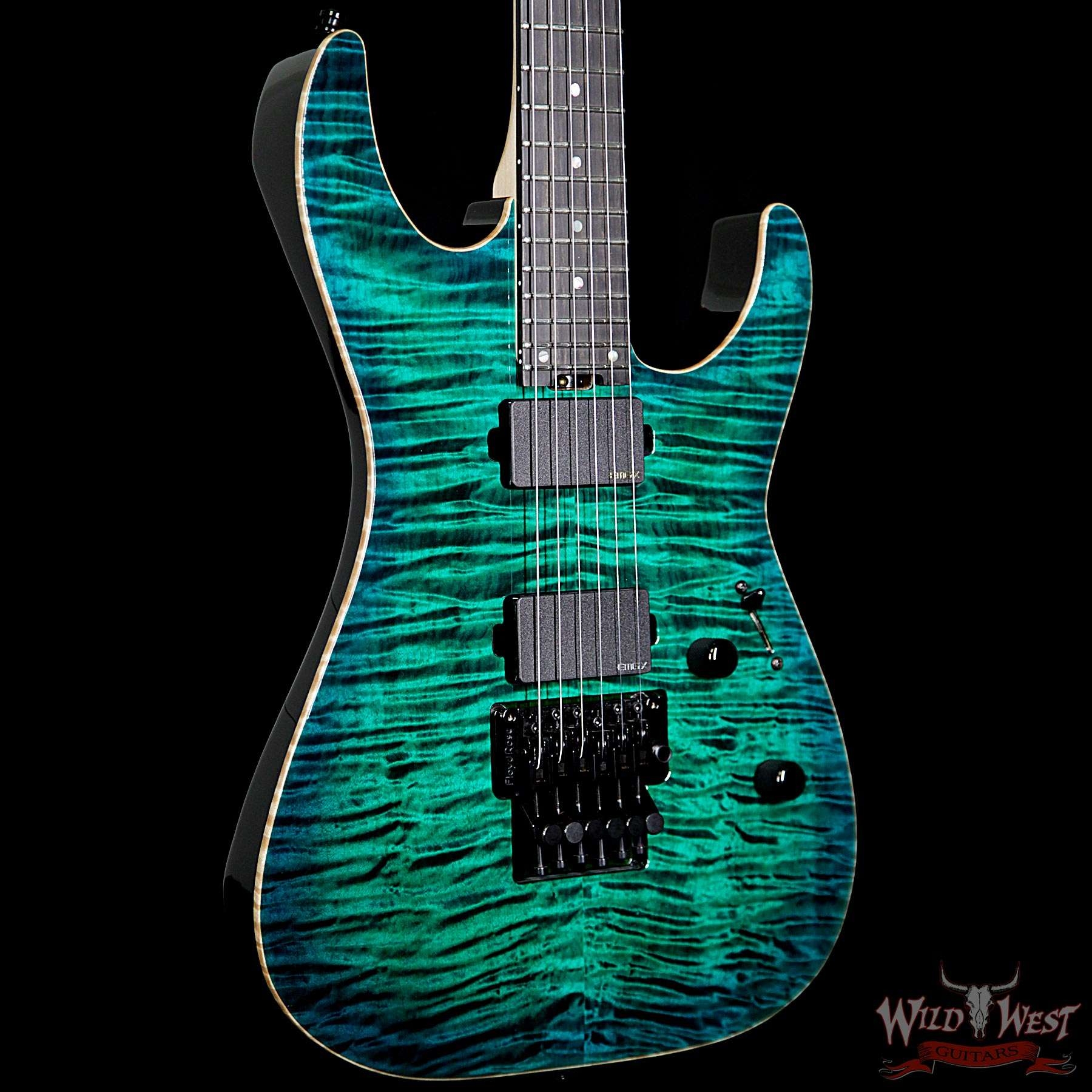 ESP USA M-II FR Flame Maple Top with Ebony Fretboard - Emerald Green Sunburst