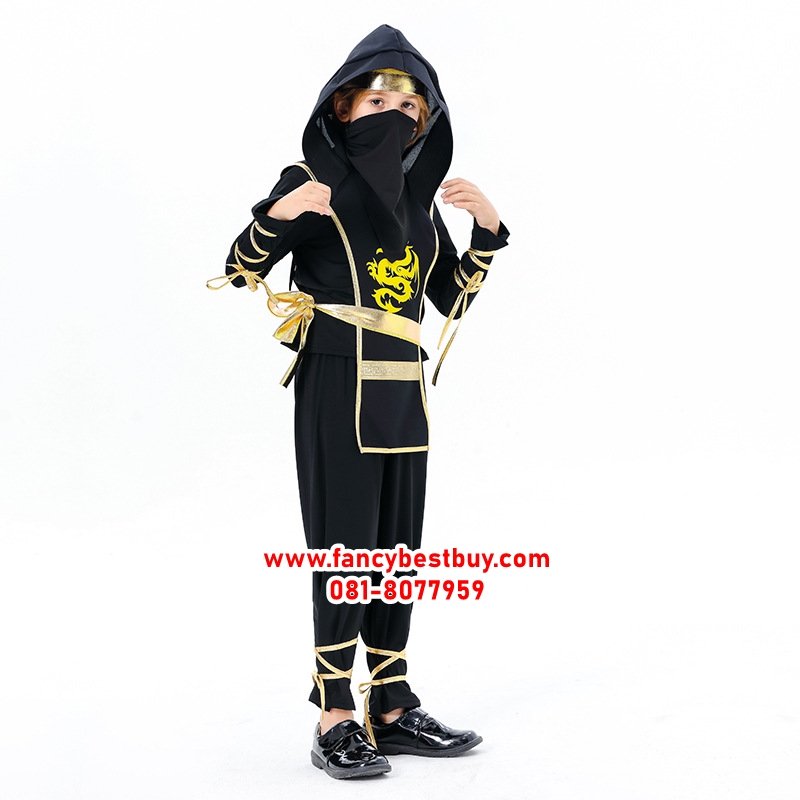 ชุดแฟนซีเด็กนินจาสีดำ Black Ninja มีขนาด S 110-120, M 120-130, L 130-140, XL 140-150