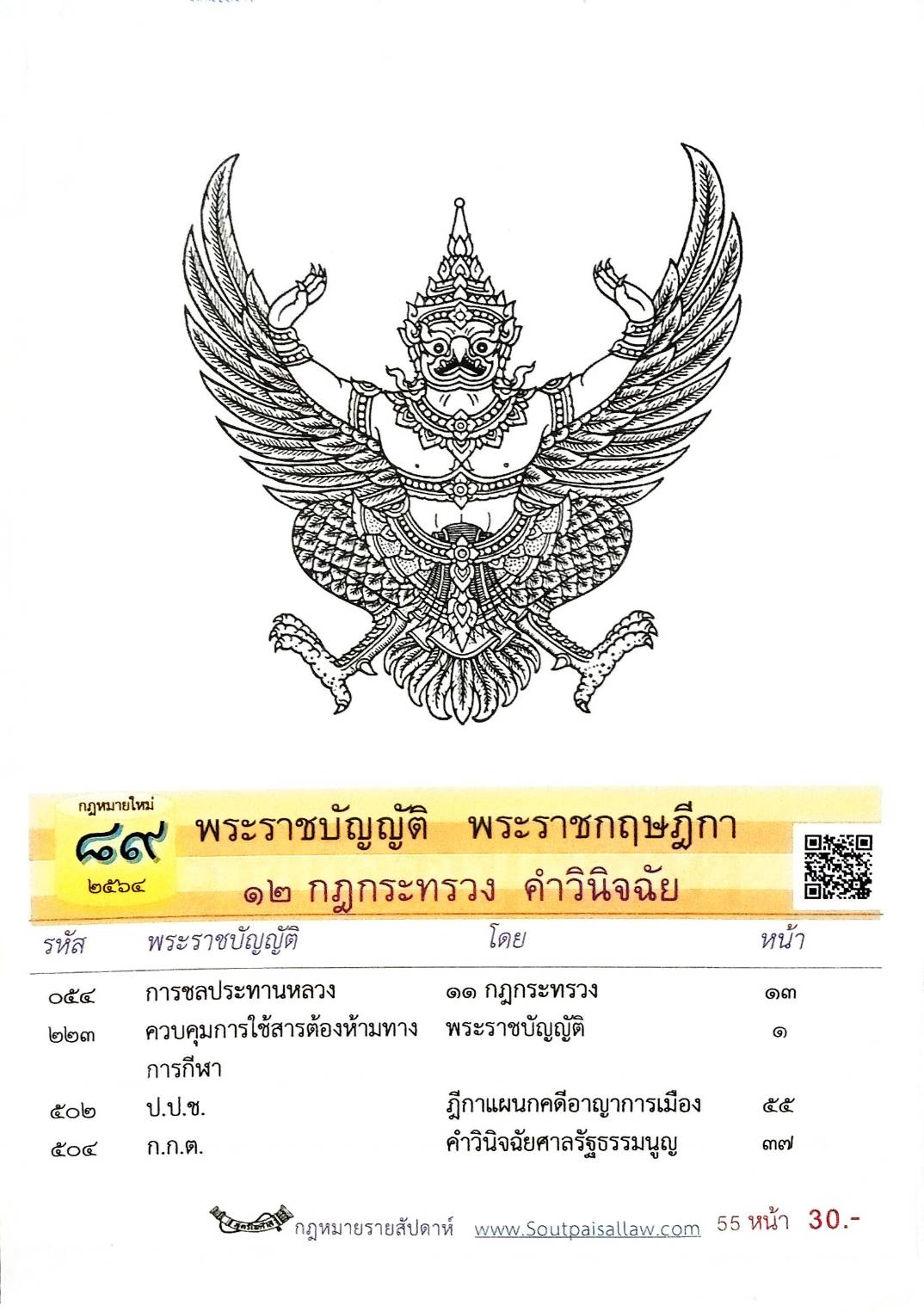 กฎหมายใหม่ปี 2564 ตอนที่ 89 พระราชบัญญัติ พระราชกฤษฎีกา 12 กฎกระทรวง คำวินิจฉัย