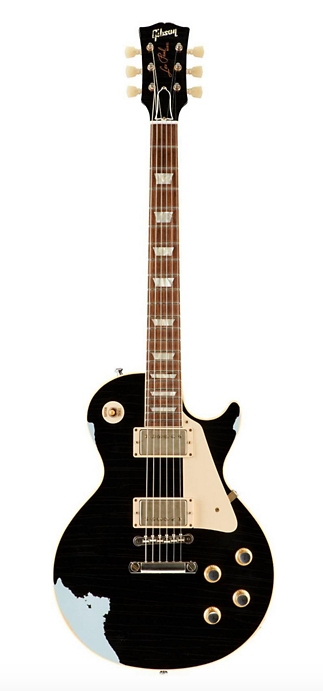 Gibson Custom 60s Standard Historic Les Paul Lightly Aged Electric Guitar - Black Over Frost Blue/Kerry Green