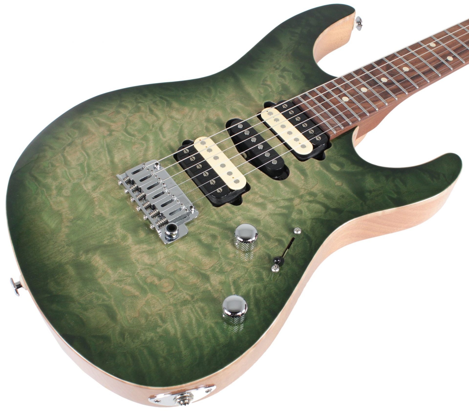 Suhr Modern Select Guitar Quilted Maple - Trans Green Burst
