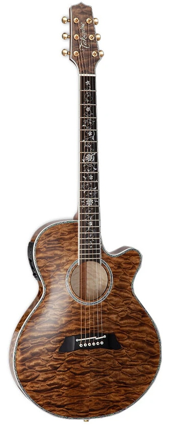 Takamine Thinline Series Hollow Body Acoustic-Electric Guitar Ebony/Gloss Vintage Tobacco - TAKTSP100VT