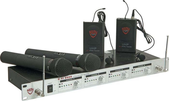 Nady U-41 Quad 2 Handheld 2 Lav Wireless System (14/16/10/12) Black