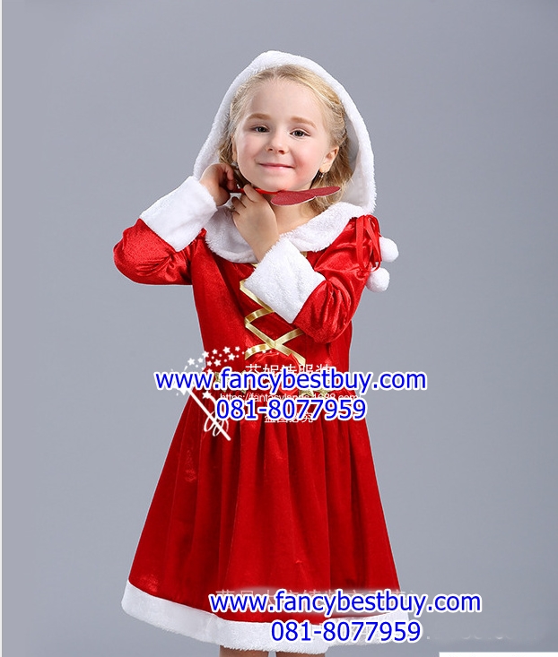 ชุดซานตี้ รวมเขากวางและไม้หัวใจ ชุดคริสมาสเด็กหญิง Christmas Costume สำหรับ เทศกาลวันคริสมาส เกรด บี (ส่วนมีขาวมีเปื้อนคราบสีแดง) ไม่รับคืนหรือเปลี่ยน