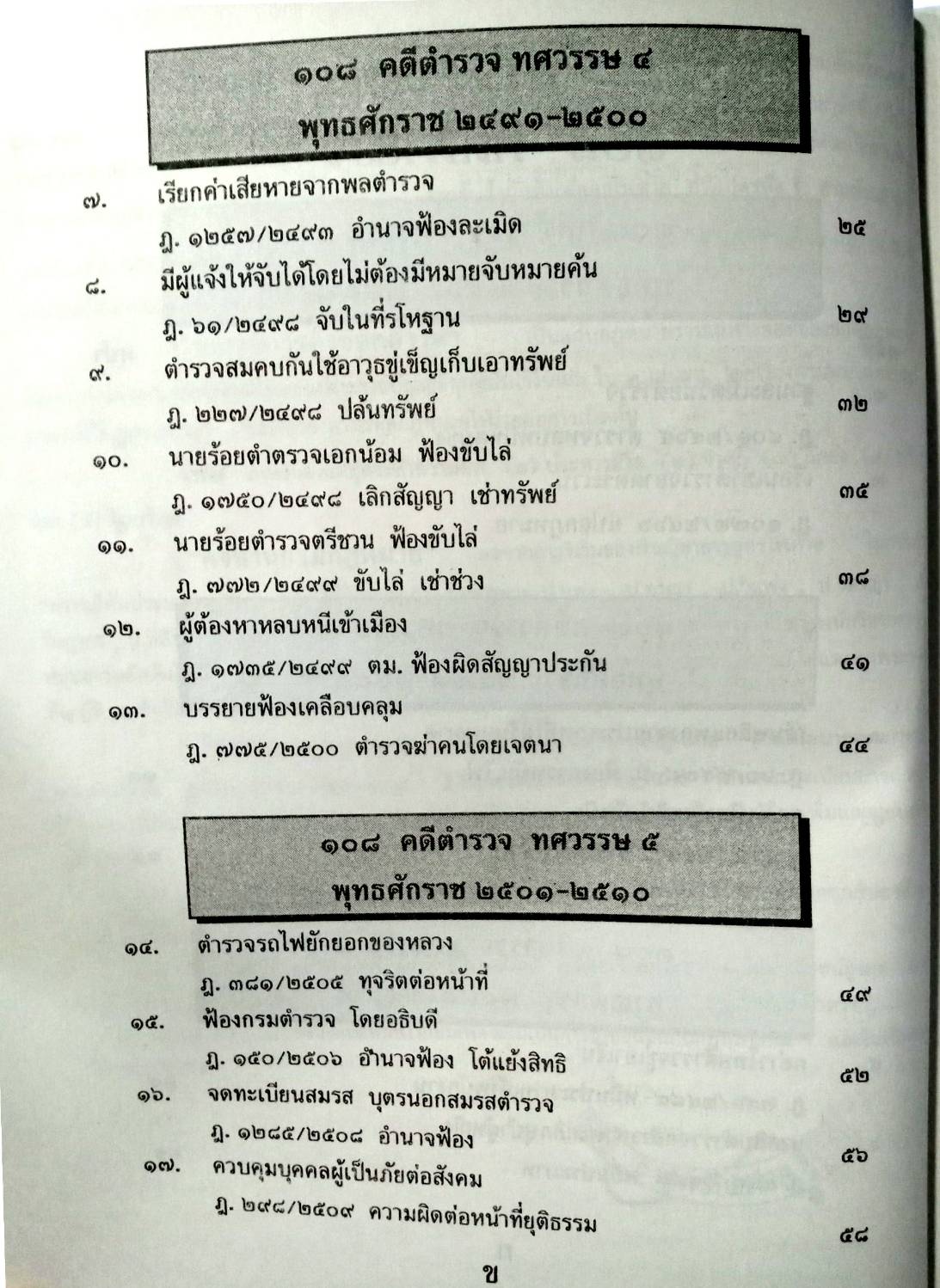 108 คดีตำรวจ ผิดวินัยตำรวจ ทำผิดเสียเอง ฯลฯ (หนังสือเก่า มือ1)
