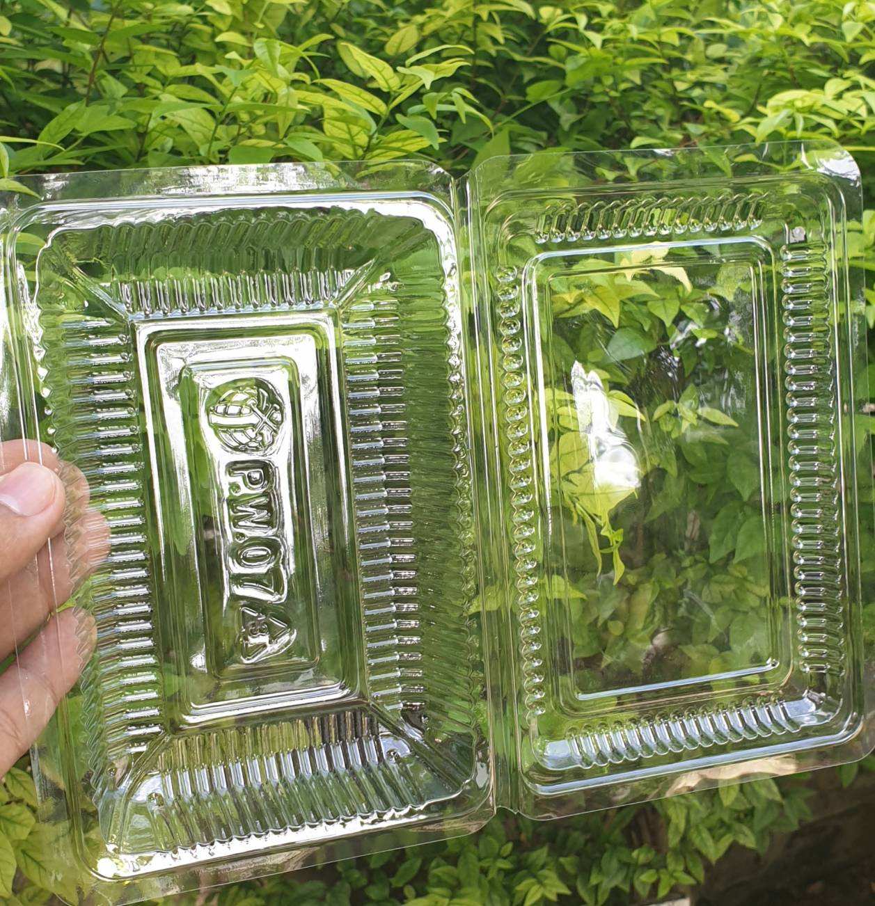 กล่องใส่สลัดโรลสี่เหลี่ยมผืนผ้า ขนาดกว้าง ยาว 19*13*5 ซม. แพ็ค 10 ใบ