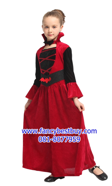 ชุดฮาโลวีนเด็กหญิง ชุดแดร๊กคูล่าหญิงสำหรับงานแฟนซี วันฮาโลวีน VAMPIRES GIRL มีขนาด M, L, XL