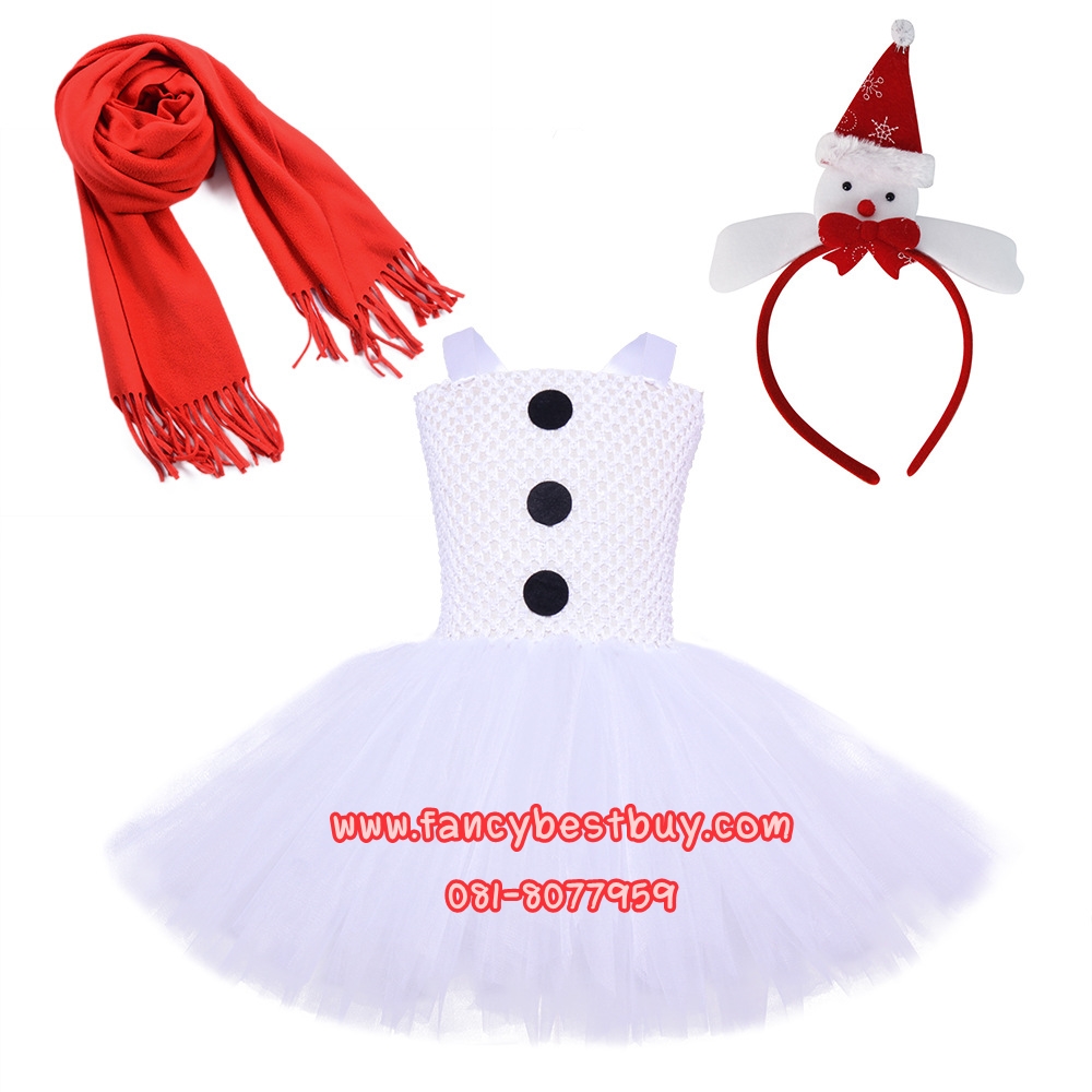 ชุดสโนแมน ชุดคริสมาส สำหรับแฟนซีวันคริสมาส มี ขนาด M 100-110, L 110-120, XL 120-140