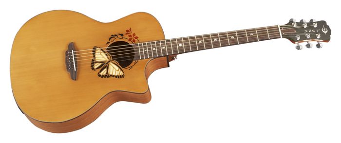 Luna Guitars Oracle Grand Concert Series Butterfuly Acoustic-Electric Guitar NaturalButterfly Design