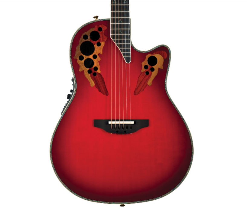 Ovation Custom Elite C2078 AX Deep Contour Acoustic-Electric Guitar Red Tear Drop