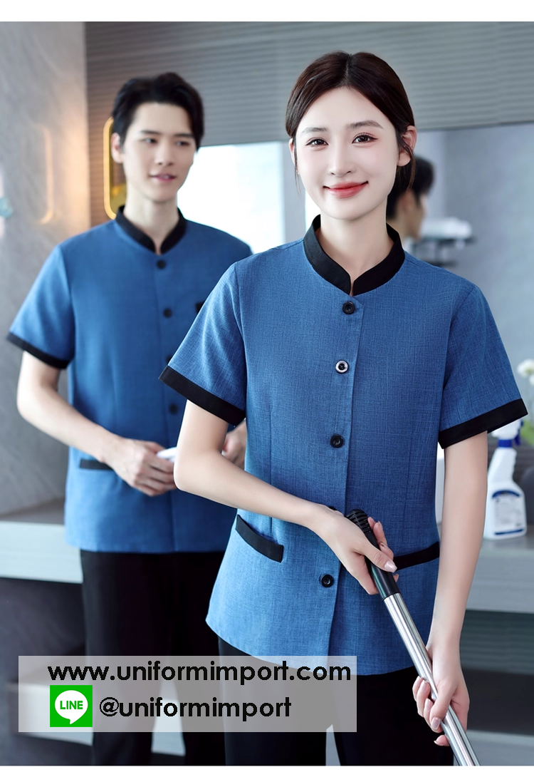 เสื้อพนักงานทำความสะอาด ++คลิกภาพดูรายละเอียดด้านใน เสื้อแม่บ้าน เสื้อแม่บ้านโรงแรม เสื้อฟอร์มพนักงาน ยูนิฟอร์ม uniform เสื้อพนักงานโรงแรม