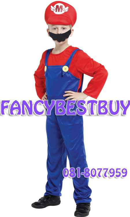 ชุดแฟนซีเด็ก มาริโอ้สีแดง จาก game Mario มี ขนาด L, XL