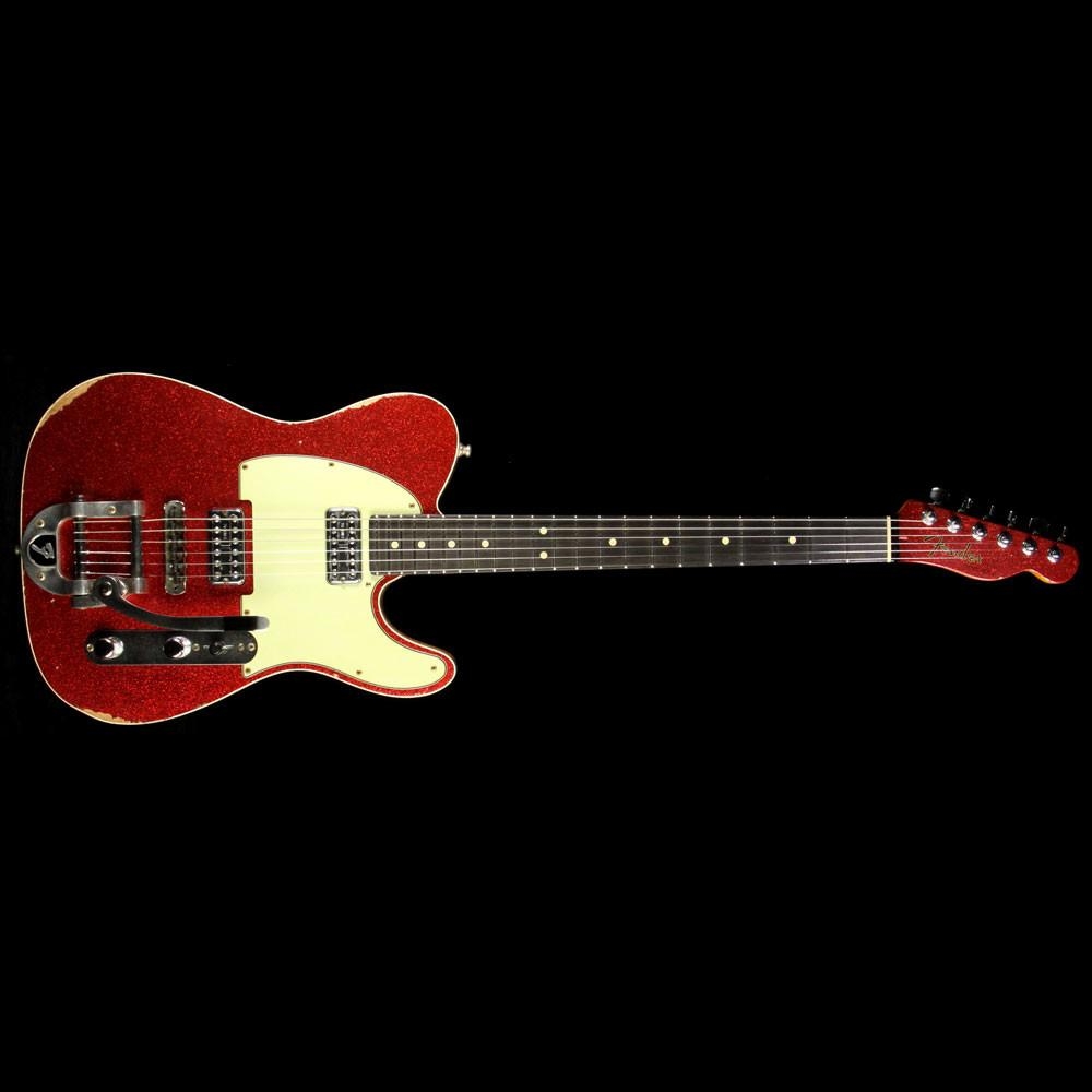 Fender Custom Shop TV Jones Telecaster Relic Electric Guitar - Red Sparkle Top and Tinted Okume Body