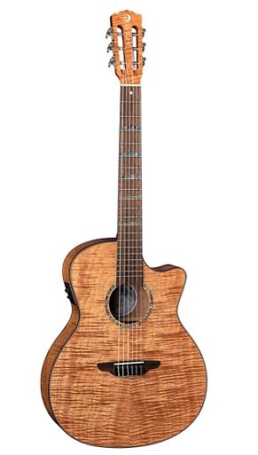 Luna Guitars High Tide Exotic Mahogany Nylon String Acoustic/Electric Grand Concert Cutaway Guitar Satin Natural