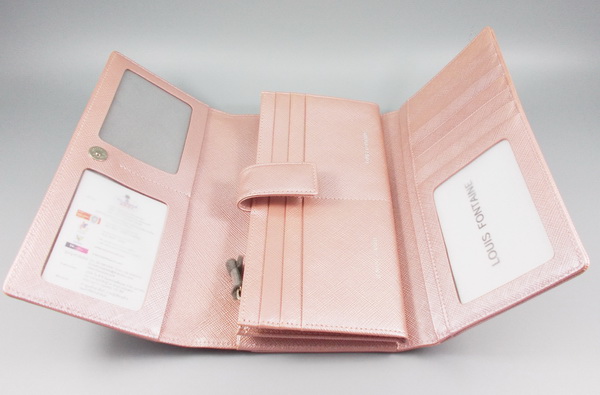 กระเป๋าสตางค์ LOUIS FONTAINE ชมพูเมทาลิก ใหม่ แท้