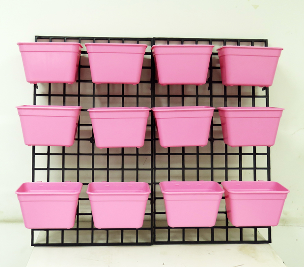 กระถางต้นไม้สวนแนวตั้งเหลี่ยมวางตั้งได้ สีชมพู