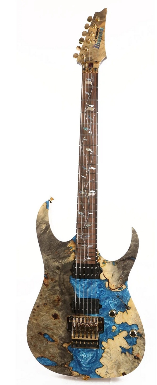 Ibanez RG j.custom Buckeye Burl and Blue Resin Fill