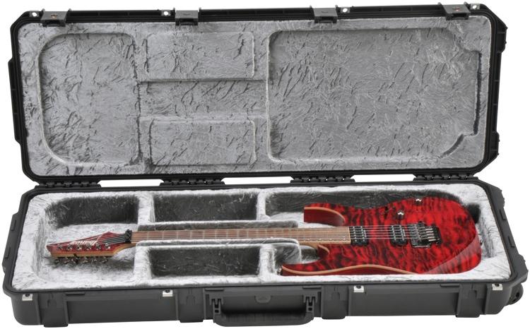 SKB Injection Molded Electric Guitar Case, Open Cavity, TSA Latches, with wheels