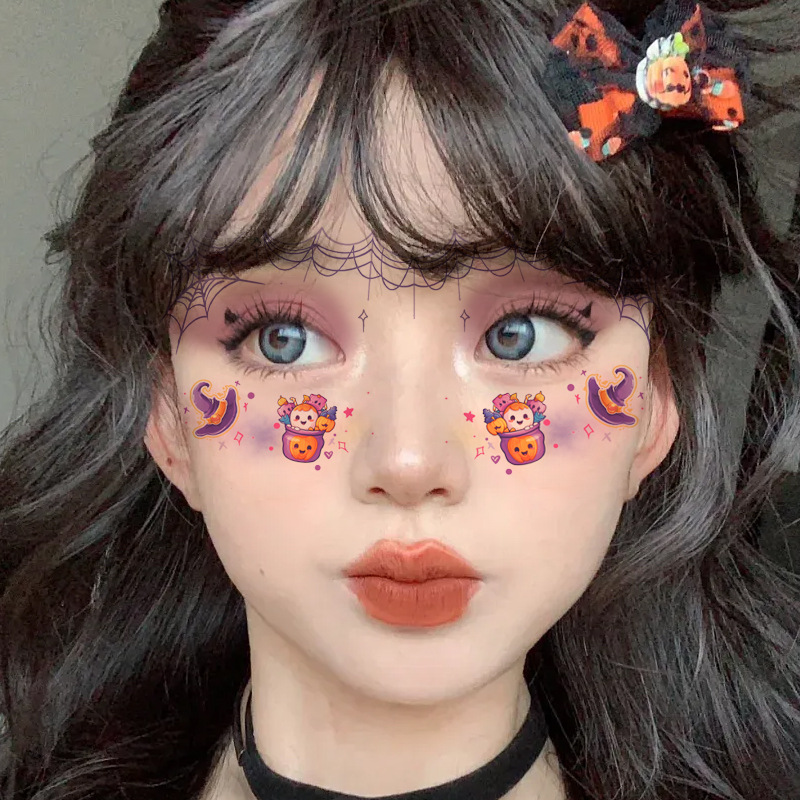 สติ๊กเกอร์แทททูแต่งหน้า ฮาโลวีน2024 SIZE 12*15.8 cm