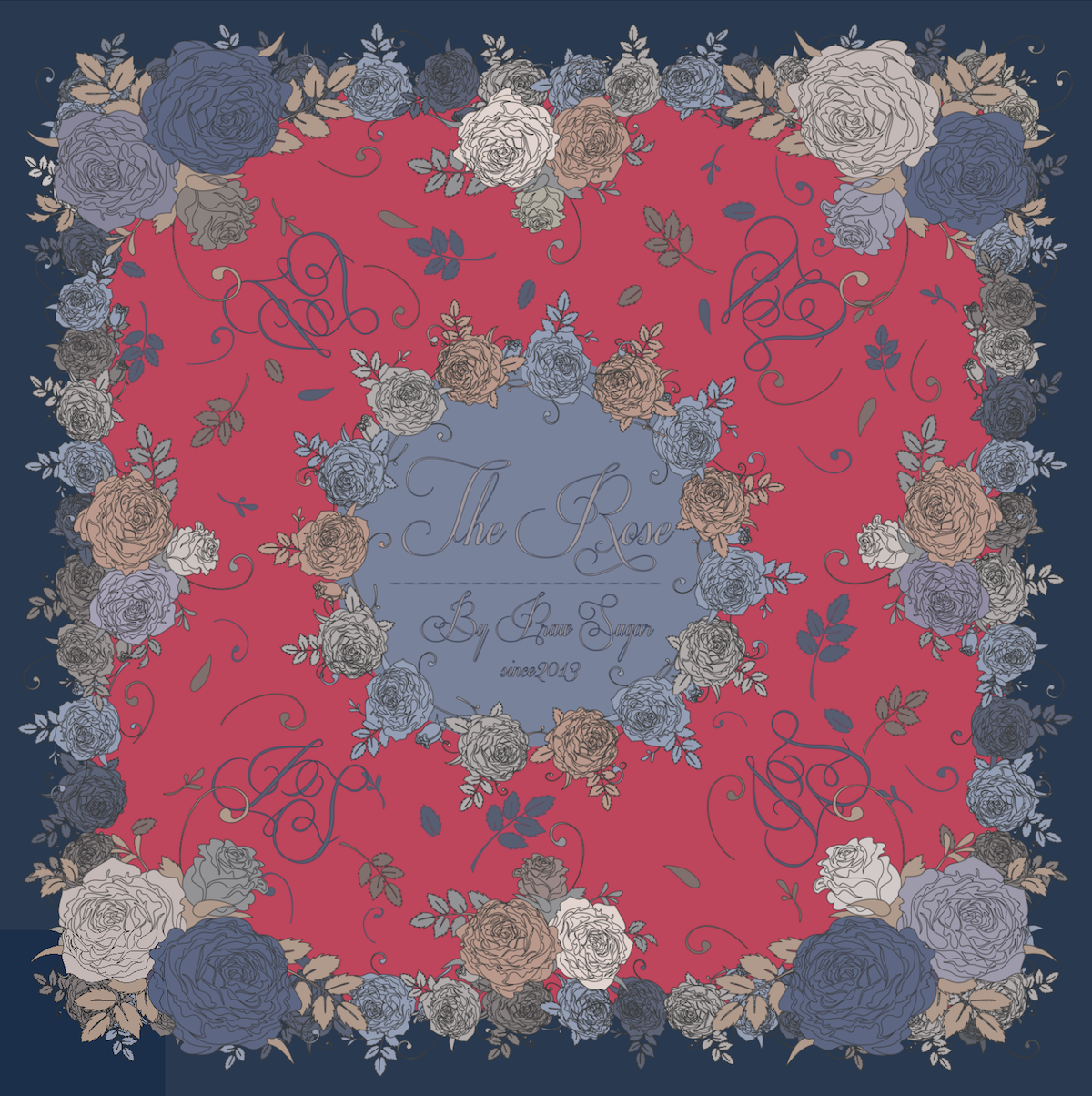 The Rose Thai Color Scarf - ผ้าพันคอลายดอกกุหลาบคอลเล็คชั่นสีไทยโบราณ (มี 8 สี)